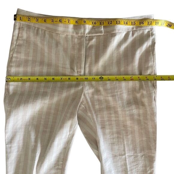 Ann Taylor Devin Tailored ankle pants linen blend vertical stripe tan white 10 - Picture 6 of 13
